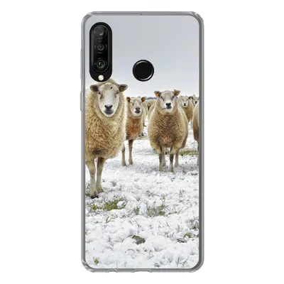 Produktbild von MuchoWow® Handyhülle Schutzhülle Hülle für Huawei P30 Lite Schafe - Wolle - Schnee Silikon Softcase Handy Hülle - Handyhülle