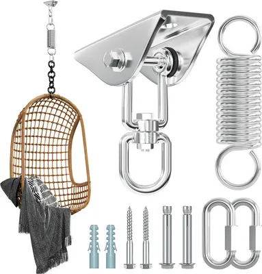 Produktbild von TolleTour Deckenhaken 360° Schwenk Hängematte Deckenhalterung Befestigung für Hängesessel Hängematte Hängelampe Boxsack Trainer Yogatuch Hängesessel Premium Edelstahl Halterung 400kg Tragekraft