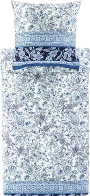 Produktbild von Bassetti Mako-Satin-Bettwäsche-Garnitur CAPODIMONTE Farbe B1 BLAU Größe 200x200+2x80x80