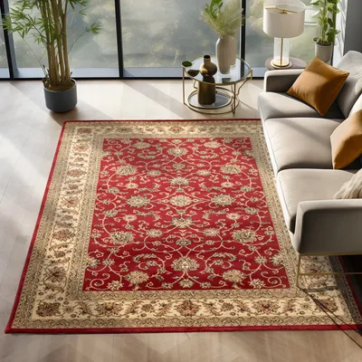 Produktbild von Simpex24 Orientalischer Teppich Wohnzimmer , Schlafzimmer , Esszimmer , Modern Boho Design Teppich , Rot - 3 Größe: 300 x 400 cm