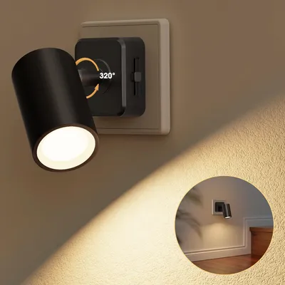Produktbild von LED Steckdosen-Nachtlicht mit Lichtsensor, Schwarz, 1 Stück