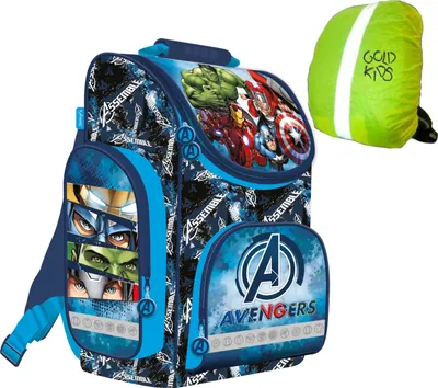 Produktbild von Kinderrucksack Rucksack Schulrucksack Ranzen Tornister Marvel Avengers Motiv ab 1. Klasse Grundschule inkl Regenschutz