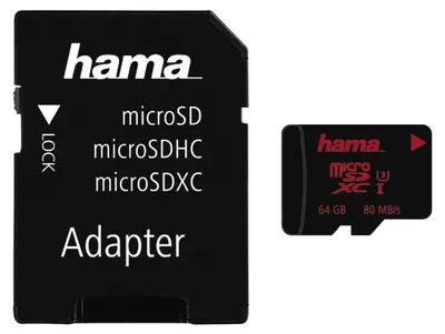 Produktbild von Hama microSDXC 64GB, 64 GB, MicroSDXC, Klasse 3, UHS, 80 MB/s, 30 MB/s