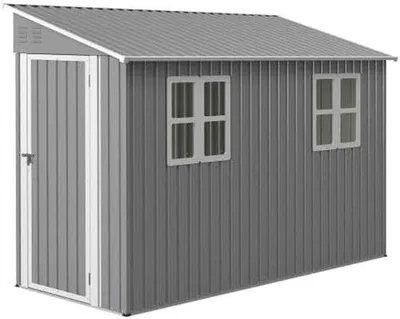 Produktbild von Garten-Abdeckung Metall - Außenhaus Outdoor - Wetterfest - Anlehnungsentwurf Mit Fenstern - 12 x 3 m - Grau