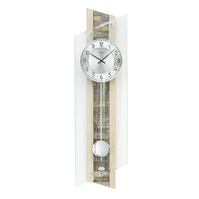 Immagine prodotto di AMS 5224 orologio da parete radiocontrollato con pendolo in legno Sonoma optics orologio a pendolo in vetro