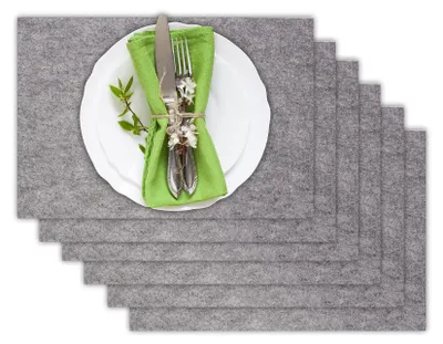 Filzplatzsets 6er-Set grau 30x45 cm, abwaschbar, 4 mm dick