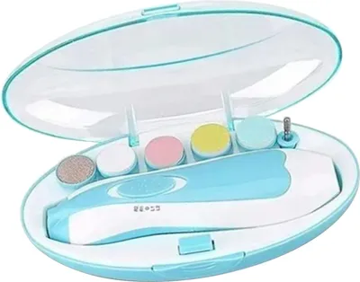 Produktbild von Elektrische Baby-Nagelfeile, 6 austauschbare Schleifköpfe, leiser, sicherer Säuglingstrimmer mit LED-Licht für Erwachsene, Blau