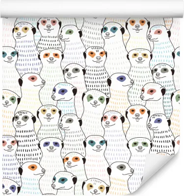 Produktbild von 10m VLIES TAPETE Rolle Wildtiere Erdmännchen Gemalt Linien Streifen XXL
