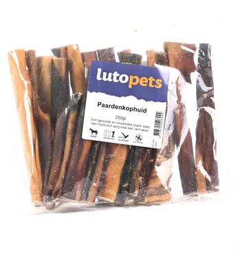 Productafbeelding van Lutopets Paardenhuid – 250 g – Een stevige kauwsnack voor honden