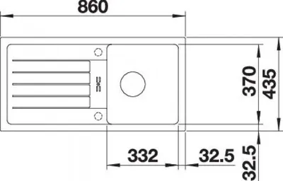 Zdjęcie produktu dla BLANCO Favum 45 S, Zlew zamontowany na szczycie, Prostokątny, Silgranit, Biały, 1 mis(y), 435 mm