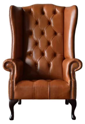 Zdjęcie produktu dla Fotel uszny, model Chesterfield,  do salonu, kolor brązowy