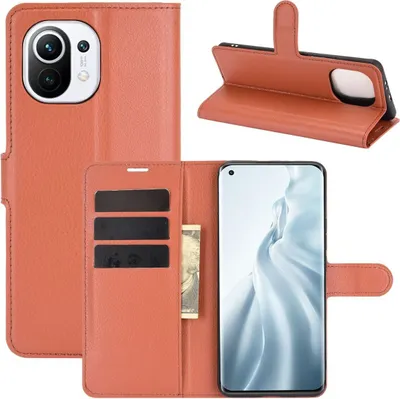 Produktbild von König Design Hülle kompatibel mit Xiaomi Mi 11 Kunstleder Handyhülle - Handy Case Braun