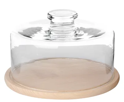 Produktbild von Glas-Käsebehälter mit Holzboden 24cm