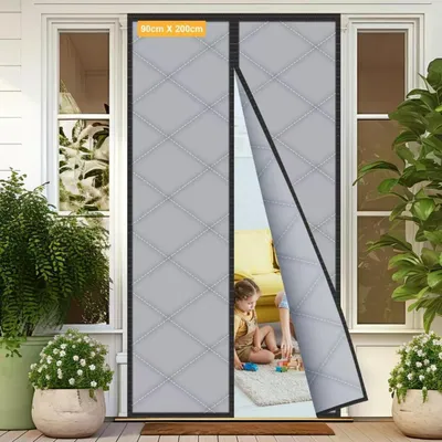 Produktbild von Thermo Türvorhang Kälteschutz 90 x 200 cm Magnetisch Oxford Stoff Grau