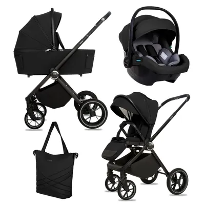 Produktbild von BabyLux® Kinderwagen 3in1 Set GAVIA, Faltbar Leicht Kombikinderwagen Set incl. Babywanne, Buggy Sportsitz, Babyschale i-Size, Wickeltasche und mehr Zubehör, 4 Liegepositionen, 0-22kg, UV Schutz 50+