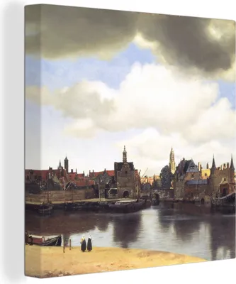 Produktbild von MuchoWow® - Leinwandbilder - Ansicht von Delft - Johannes Vermeer, Wandbild, Wanddeko Bilder Wohnzimmer, 90x90cm