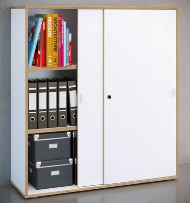 Produktbild von VCM Büroschrank mit 3 Fächern | moderner Aktenschrank mit Schiebetüren | Maße ca. H. 110 x B. 100 x T. 37 cm– Salia 3-Fach
