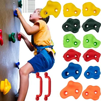 Image de KRUZZEL Prises d'escalade Enfants Indoor Coloré 12/15/22 pièces 2 prises + vis jusqu'à 150 kg - Intérieur et Extérieur - Accessoires pour mur d'escalade 25394, Quantité:15 pièces