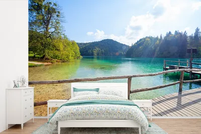 Produktbild von MuchoWow® Fototapete für Wohnzimmer oder Schlafzimmer Wandtapete Vinyl Motivtapete Landschaft des Nationalparks Plitvicer Seen - 600x400 cm - Vinyltapeten