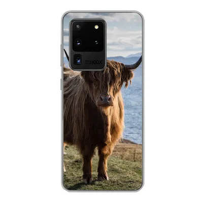 Produktbild von MuchoWow® Handyhülle Schutzhülle Hülle für Samsung Galaxy S20 Ultra Schottische Highlander - Bergen - Meer Silikon Softcase Handy Hülle - Karteninhaber