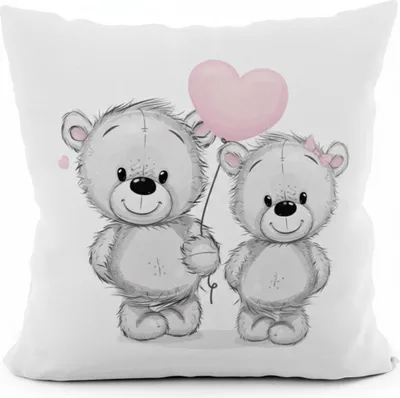 Produktbild von Kissenbezug 40x40 Dekorativer Samt Teddybär Herz