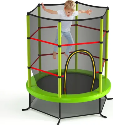 Produktbild von GOPLUS Ø165 x 191 cm Gartentrampolin, Kindertrampolin bis 135kg für Kinder ab 3, Outdoortrampolin mit Sicherheitsnetz, Grün