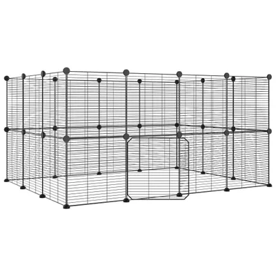 Obrázok produktu pre 28-panelová klietka pre domáce zvieratá čierna 35x35 cm oceľ