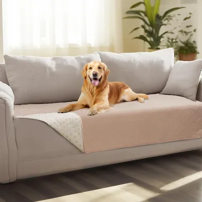 Image de Couverture pour chien, 76 x 178 cm, beige, imperméable, antidérapante, pour canapé