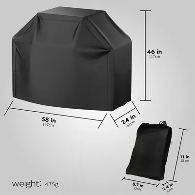 Produktbild von Grillabdeckung - Abdeckung für Gasgrill - 147 cm - Wasserdicht - Staubdicht - Winddicht - 100 % Polyester - Schwarz