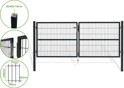 Produktbild von Doppelflügeliges Zauntor 3m RAZO H.120cm grau