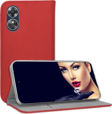 Produktbild von Bookstyle Schutzhülle Klapphülle Schutztasche Etui Cover für Oppo A17 4G (CPH2477, 6.56'') - Rot