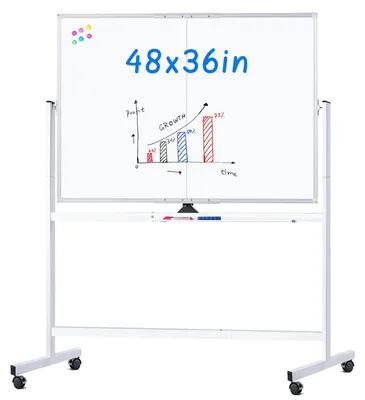 Rollendes Whiteboard 48x36, doppelseitig, magnetisch, freistehend