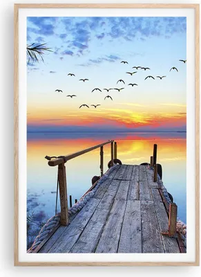 Produktbild von Gerahmtes Poster - Rahmen in heller Eiche - Brücke See - 70x100 cm - Wand Bild - Wanddeko - Wandbilder - Kunstposter - Wandposter - Bilderrahmen - Bilder - Kunstdruck - Wandbild - P2NPA70x100-3818