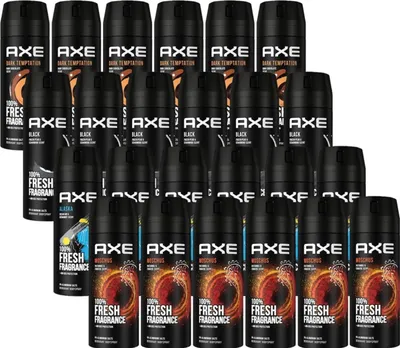 Produktbild von AXE Bodyspray Deo 4er Bundle mit 6x150ml Black, 6x150ml Dark Temptation, 6x150ml Alaska, 6x150ml Moschus