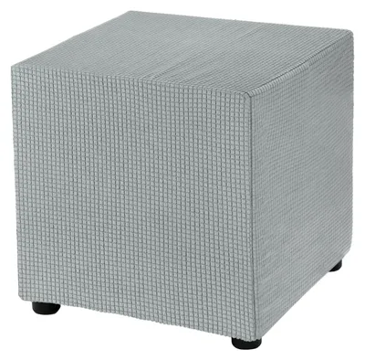 Voetenbankhoes 45x45x45 cm Stretch-Polyester hellgrau
