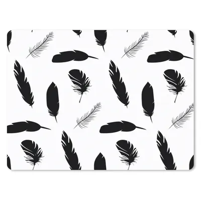 Produktbild von MuchoWow® Mauspad Mousepad Federn - Schwarz und weiß - Muster 23x19 cm - Mousepads - Maus Mat - Pad - Mausunterlage - Schreibtischunterlage - Mauspad