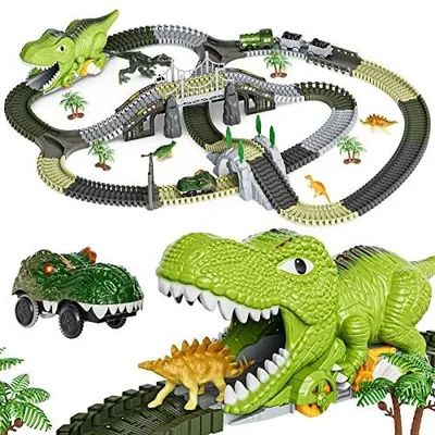 Zdjęcie produktu dla Tor wyścigowy dinozaury 281 elementów elastyczne tory dla dzieci 3 7 lat