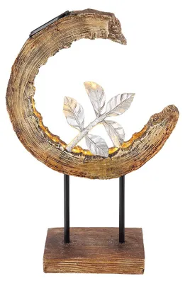 Immagine prodotto di Luce solare a LED, aspetto legno, design a mezzaluna, H 52 cm