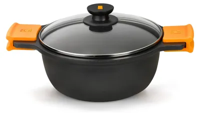 Produktbild von BRA Efficient A270336, Auflaufform, Rund, Aluminium-Guss, Keramik, Halogen, Versiegelte Platte, Gas, Induktion, Schwarz, Orange, 11,2 l