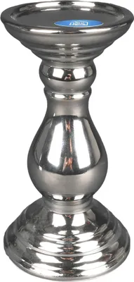 Image de Chandelier argenté 24x10cm Porte-bougie Chandelier de table Décoration de table
