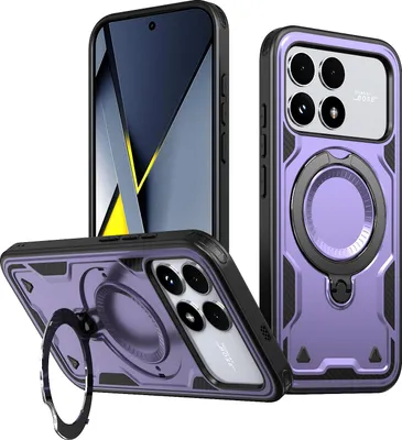 Image de Étui double couche pour Xiaomi Poco F8 Pro/Redmi K90, étui de protection magnétique avec anneau et support Violet