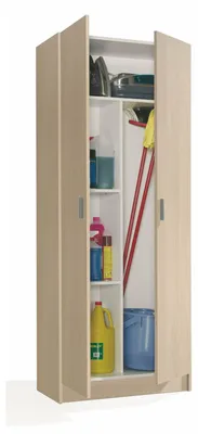 Produktbild von Charleston Mehrzweckschrank, 2-türiger Besenschrank, Schuhregal mit Regalen, Besenschrank, cm73x37h180, Eiche