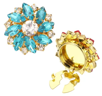 Image de Boutons de manchette - Couvercle de bouton - Pour femmes - Couleur or, bleu ciel