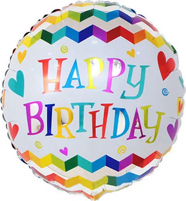 Produktbild von Folienballon Happy Birthday Motiv, rund, bunte Schrift, ca. 45 cm