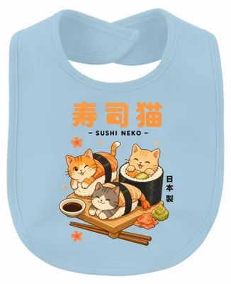 Zdjęcie produktu dla Sushi Neko Kawaii, japońska animacja przedstawiająca koty, łosoś, nigiri, styl Y2K, kociak, kolor jasnoniebieski, uniwersalny rozmiar