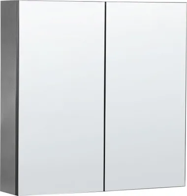 Produktbild von BELIANI Bad Spiegelschrank Schwarz Sperrplatte 1 türig 60 x 60 cm mit Fächern Wandeinbau Modern Trendy Badezimmer Möbel