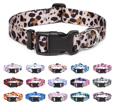 Produktbild von Hundehalsband aus Nylon, verstellbar und bequem für Hunde und Katzen (Größe S, Leopardenmuster)