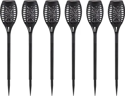 Produktbild von 6er Set LED Solar-Steckleuchte, Stanzungen, schwarz, H 49,5 cm