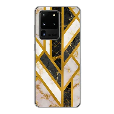 Produktbild von MuchoWow® Handyhülle Schutzhülle Hülle für Samsung Galaxy S20 Ultra Marmor - Gold - Glitzer - Luxus Silikon Softcase Handy Hülle - Karteninhaber