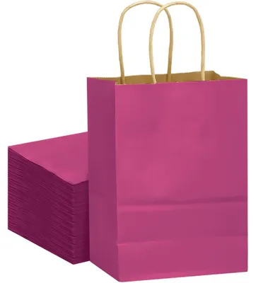 Zdjęcie produktu dla Torby papierowe z uchwytami, wymiar 21x15x8 cm, kolor różowy, zestaw 32 sztuk